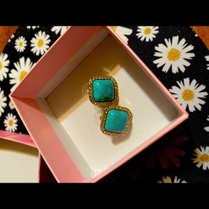 Turquoise and rhinestone stud earrings